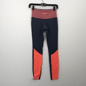 Lululemon Womens Navy Blue Orange Pull On Activewear Compression Leggings Sz 4